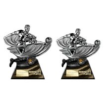 Power Strike Football Trophy | Managers Player | Black & Silver | 180mm