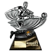 Power Strike Football Trophy | Managers Player | Black & Silver | 200mm