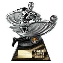Power Strike Football Trophy | Player of the Month | Black & Silver | 180mm