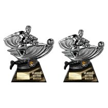 Power Strike Football Trophy | Player of the Match | Black & Silver | 180mm
