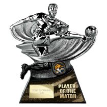 Power Strike Football Trophy | Player of the Match | Black & Silver | 200mm