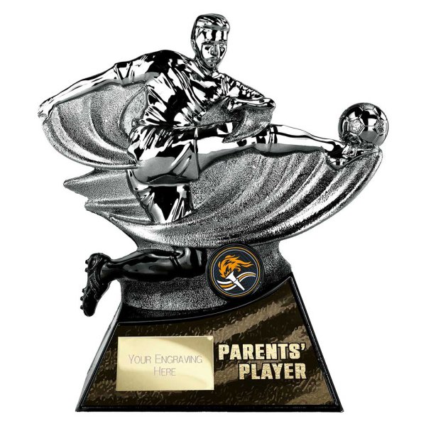 Power Strike Football Trophy | Parents Player | Black & Silver | 200mm