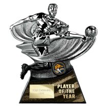 Power Strike Football Trophy | Player of the Year | Black & Silver | 180mm