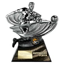 Power Strike Football Trophy | Supporters Player | Black & Silver | 200mm