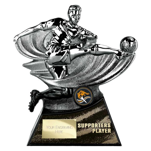 Power Strike Football Trophy | Supporters Player | Black & Silver | 200mm