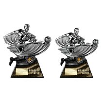 Power Strike Football Trophy | Coaches Player | Black & Silver | 180mm