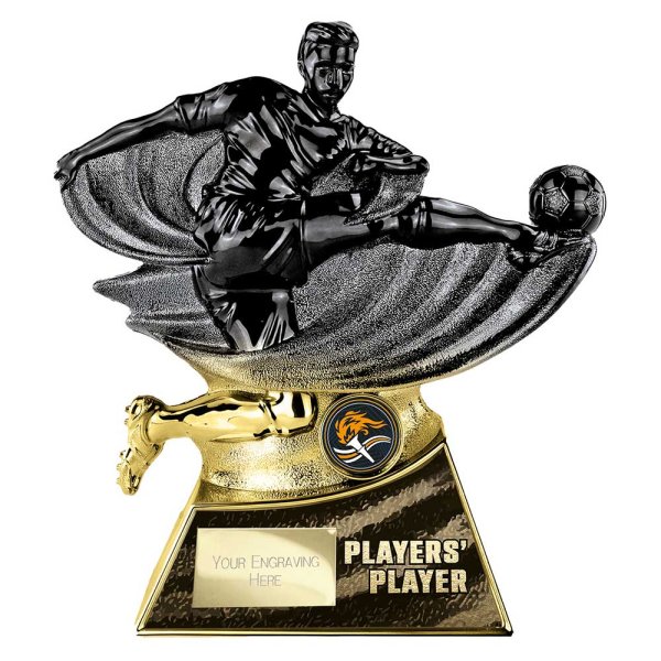Power Strike Football Trophy | Players Player | Black & Gold | 200mm