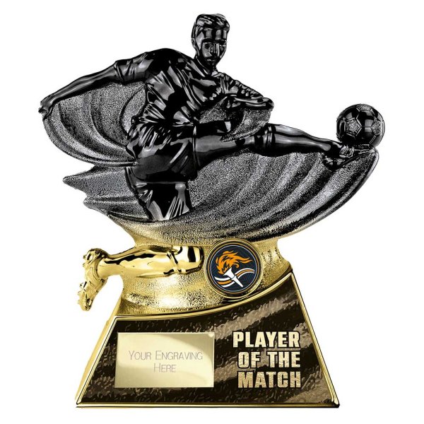 Power Strike Football Trophy | Player of the Match | Black & Gold | 180mm