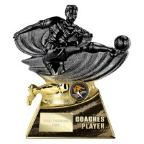 Power Strike Football Trophy | Coaches Player | Black & Gold | 180mm