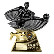 Power Strike Football Trophy | Coaches Player | Black & Gold | 200mm
