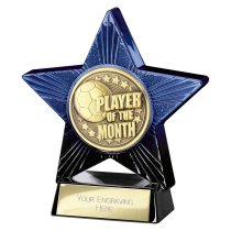Superstar Football Trophy | Player of the Month | Blue & Black | 110mm
