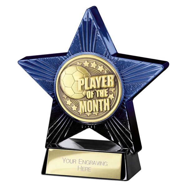 Superstar Football Trophy | Player of the Month | Blue & Black | 110mm