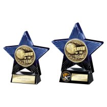 Superstar Football Trophy | Player of the Year | Blue & Black | 140mm