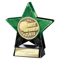 Superstar Football Trophy | Most Improved | Green & Black | 110mm