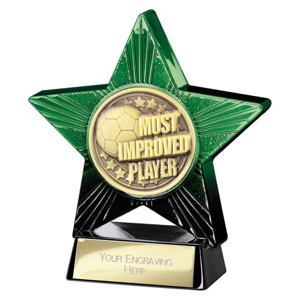 Superstar Football Trophy | Most Improved | Green & Black | 110mm