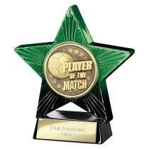 Superstar Football Trophy | Player of the Match | Green & Black | 110mm