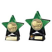 Superstar Football Trophy | Player of the Match | Green & Black | 140mm