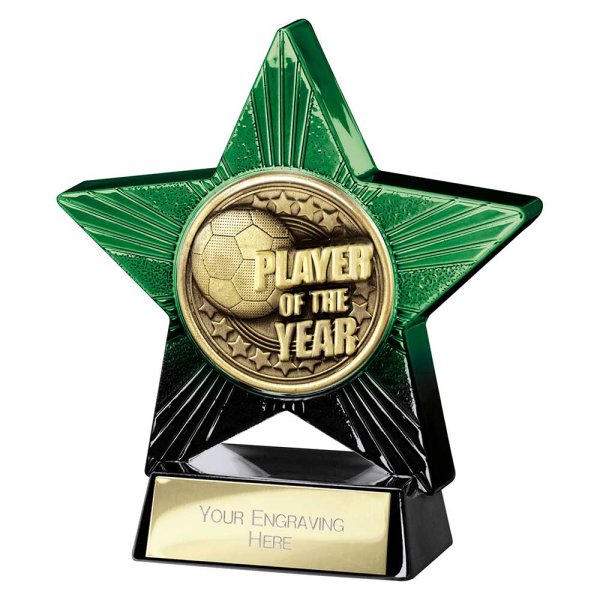 Superstar Football Trophy | Player of the Year | Green & Black | 110mm