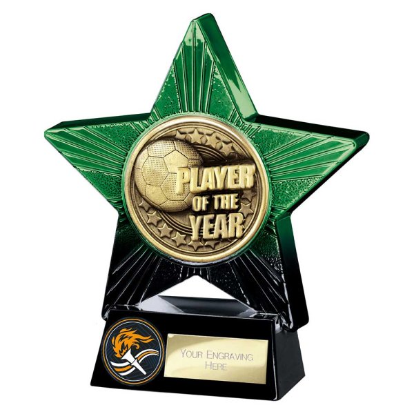 Superstar Football Trophy | Player of the Year | Green & Black | 140mm