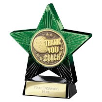Superstar Football Trophy | Thank You Coach | Green & Black | 110mm