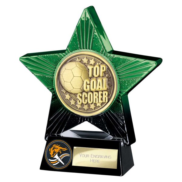 Superstar Football Trophy | Top Goalscorer | Green & Black | 140mm