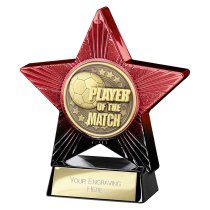 Superstar Football Trophy | Player of the Match | Red & Black | 110mm