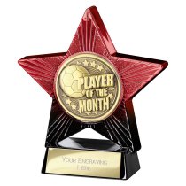 Superstar Football Trophy | Player of the Month | Red & Black | 110mm