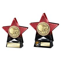 Superstar Football Trophy | Player of the Month | Red & Black | 110mm