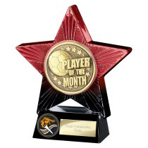 Superstar Football Trophy | Player of the Month | Red & Black | 140mm