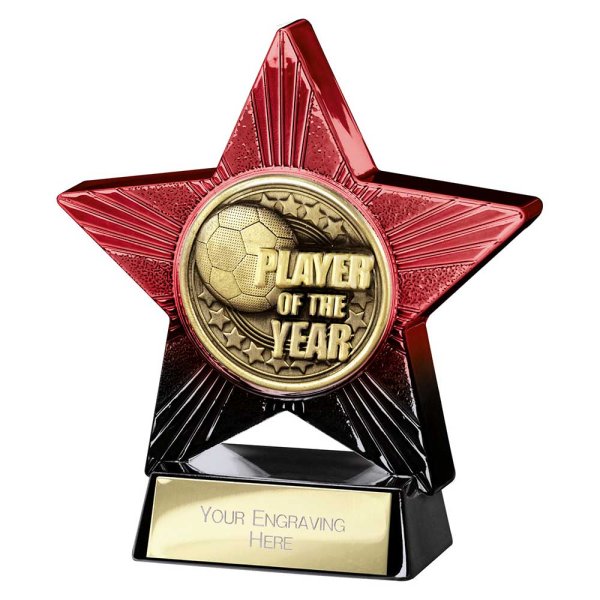 Superstar Football Trophy | Player of the Year | Red & Black | 110mm