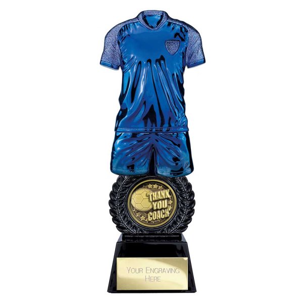 Intensity Football Trophy | Thank You Coach | Blue | 260mm