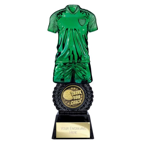 Intensity Football Trophy | Thank You Coach | Green | 260mm