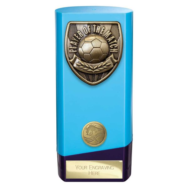 Prime Cobra Football Trophy | Player of the Match | Blue | 160mm