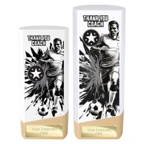 Prime Heavyweight Football Trophy | Male | Thank You Coach | White | 160mm