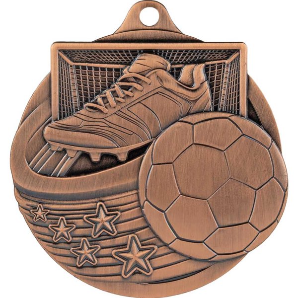 Power Strike Football Medal | Antique Bronze | 50mm