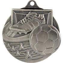 Power Strike Football Medal | Antique Silver | 50mm