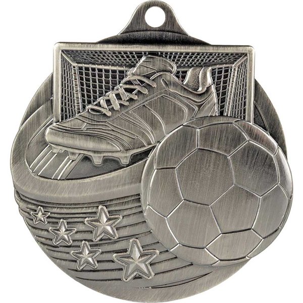 Power Strike Football Medal | Antique Silver | 50mm