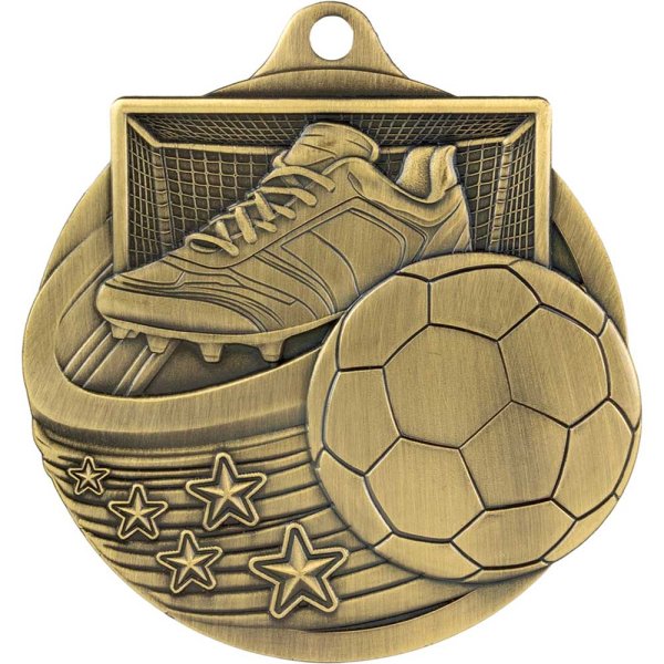 Power Strike Football Medal | Antique Gold | 70mm