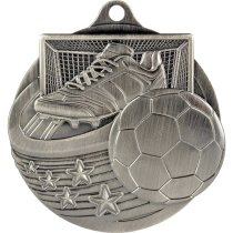 Power Strike Football Medal | Antique Silver | 70mm