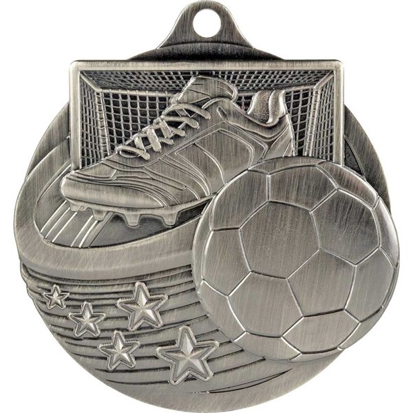 Power Strike Football Medal | Antique Silver | 70mm