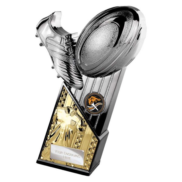 The Marauders Rugby Trophy | Gold Shirt | Heavyweight | Black & Silver | 190mm
