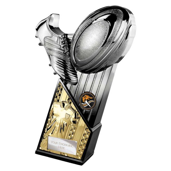The Marauders Rugby Trophy | Gold Shirt | Heavyweight | Black & Silver | 220mm