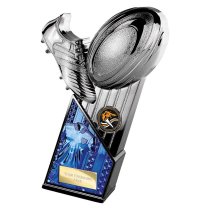 The Marauders Rugby Trophy | Blue Shirt | Heavyweight | Black & Silver | 190mm