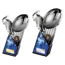 The Marauders Rugby Trophy | Blue Shirt | Heavyweight | Black & Silver | 220mm