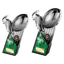 The Marauders Rugby Trophy | Green Shirt | Heavyweight | Black & Silver | 190mm