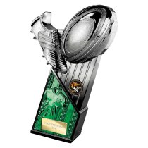 The Marauders Rugby Trophy | Green Shirt | Heavyweight | Black & Silver | 220mm