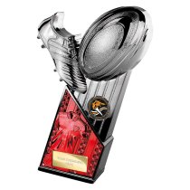The Marauders Rugby Trophy | Red Shirt | Heavyweight | Black & Silver | 190mm