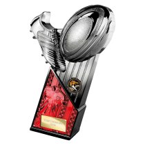The Marauders Rugby Trophy | Red Shirt | Heavyweight | Black & Silver | 220mm