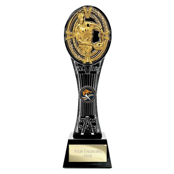 Maverick Extreme Tower Rugby Trophy | Black & Gold | 260mm