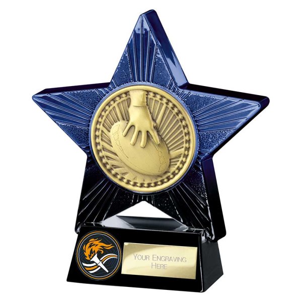 Superstar Rugby Trophy | Blue & Black | 140mm